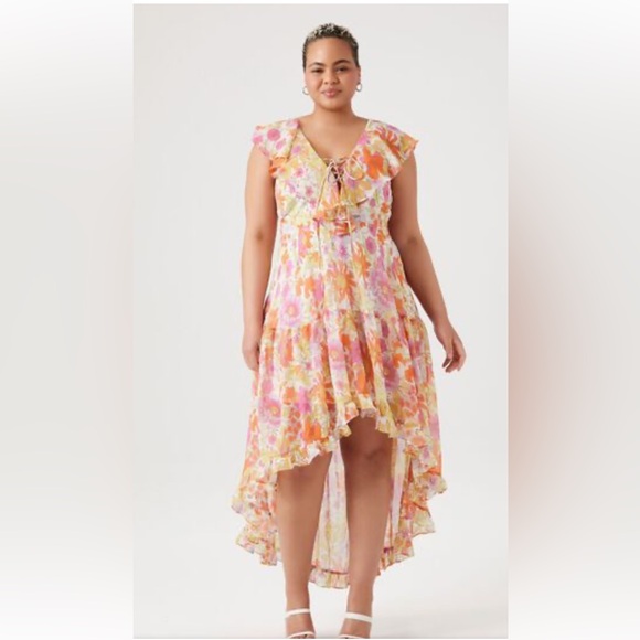 A11- 2x forever 21 chiffon dress high low - Picture 5 of 10